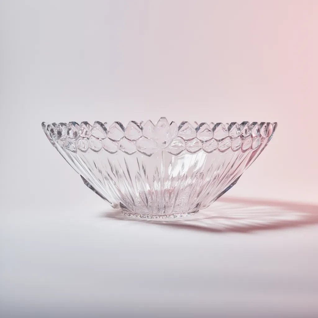 Crystal Etched Glass Serving Bowl